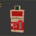 Game Movie Character Retro Vending Machine With Red Beige Design And Green Top
