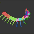 Golden Centipede Game and Movie Character with Detailed Armor and Sharp Legs
