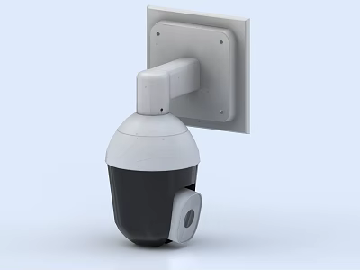 Projection Monitoring Dome Camera Wall Mounted White Housing Black Lens Design Structure 3d model