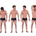 Multiple Male 3D Figures Showing Different Standing Poses From Various Angles 3d model
