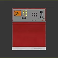 Red Industrial Control Console With Yellow Screen Gray Buttons Black Knob And White Base 3d model