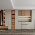 Modern Entryway Cabinet and Side Cabinet with Wooden Shelves and Drawers