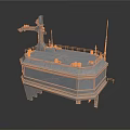Octagonal Industrial Platform Structure With Deck Railings Antennas And Support Legs