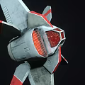 Sleek Modern Aircraft With Red And White Striped Wings And Orange Cockpit Design