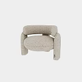Modern Beige Fabric Leisure Chair With Rounded Armrests And Comfortable Design