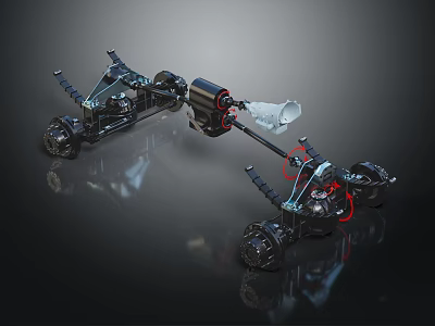 Automotive Suspension Components with Alloy Wheels Shock Absorbers Metal Frame and Precision Engineering 3d model