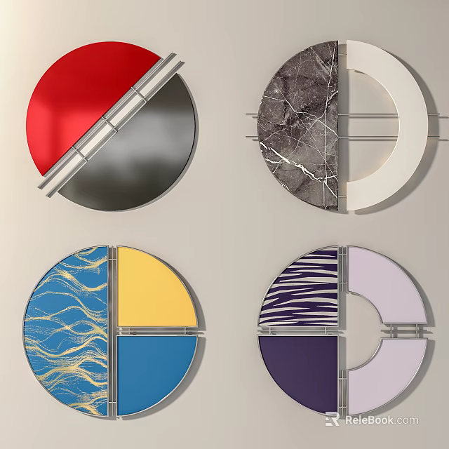 Modern Colorful Circular Wall Decor With Segmented Sections And Diverse Textures 3d model