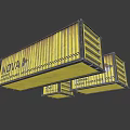 Three Yellow NOVA Containers for Household Items Storage with Metal Structure