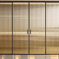 Elegant Modern Sliding Glass Doors With Black Frames And Vertical Striped Design 3d model