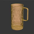 Shiny Copper Metallic Mug With Cylindrical Shape And Handle On Dark Background