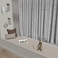 Cozy Tatami Bedroom Interior With Window Curtains Pillows And Deer Decoration
