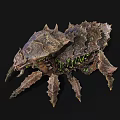 Mythical Monster 3D Model With Spiky Exoskeleton And Green Glowing Details
