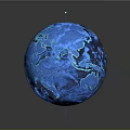 Glowing Blue 3D Earth Digital Rendering With Neon Lines And Tech Background