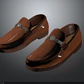 Classic Brown Leather Loafers With Silver Metal Buckle For Men’s Casual Fashion