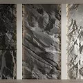 Modern Decorative Background Wall With Three Panel Stone Textures And Natural Patterns 3d model