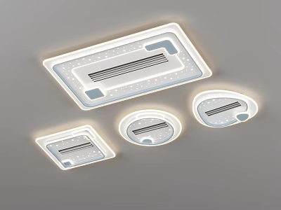 Modern Ceiling Lights With Square And Round Shapes And Illumination 3d model