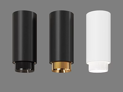 Modern Cylindrical Black Gold and White Downlights for Stylish Interior Lighting 3d model