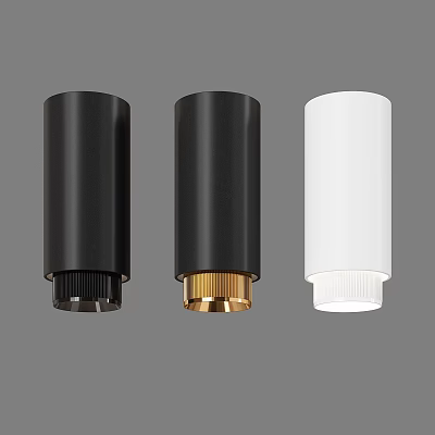 Modern Cylindrical Black Gold and White Downlights for Stylish Interior Lighting 3d model