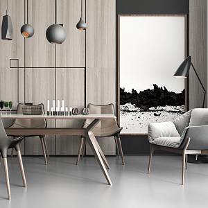 Nordic Dining Table and Chair Combination Dining Table and Chair Chandelier Combination 3d model