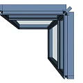 Building Exterior Wall Window Frames In Various Blue Styles With Glass Panels 3d model