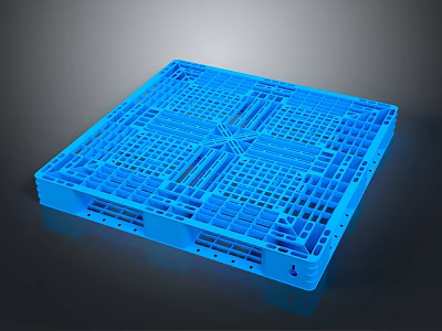 Blue Plastic Pallet with Grid Design Sturdy Structure for Household Storage Supplies 3d model