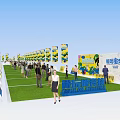 Sports Field With Green Turf Yellow Flags And Spectators On Event Day