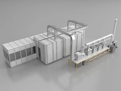 Industrial Production Line Equipment With Modular Units Ventilation System And Workbench 3d model