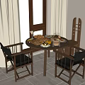 Dining Table Set With Chairs And Sea View Window In Natural Light