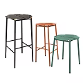 Modern Different Colored Bar Stools With Sleek Metal Frames And Round Seats 3d model