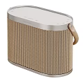 Two Stylish Portable Speakers Featuring Handheld Design Woven Fabric And Wooden Stripe Materials