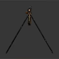 Vintage Military Rifle With Tripod Stand Wooden Grip And Metal Barrel