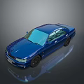 Blue Sedan 3D Render With Sporty Design Shiny Exterior And Black Wheels