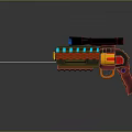 Futuristic Colorful Laser Gun With Scope Red Green Blue Accents And Laser Beam