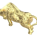 Golden Bull Sculpture With Intricate Decorative Patterns And Artistic Design