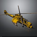 Yellow Scale Helicopter Model with Detailed Rotors and Display Stand Design