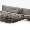 Modern Double Bed Designs With Light Gray And Brown Headboards Nightstands Pillows And Blankets