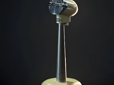 Vintage Headphone Speaker System With Metal Stand And Classic Grill Design 3d model