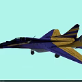 Vibrant Cartoon Style Blue And Yellow Passenger Plane With Jet Wings And Tail Fin