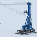 Blue Heavy Duty Industrial Crawler Crane With White Lattice Boom And Red Hook