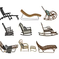 Stylish Lounge Chairs Collection Featuring Wooden Rattan Metal Frame And Cushions