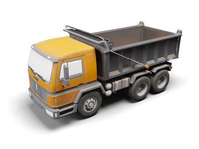 Heavy Duty Yellow Dump Truck with Open Bed Large Wheels and Cab Utility Design 3d model
