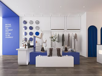 Modern Clothing Store Clothing Shelf Booth Cashier Shaped Showcase Clothes Fitting Mirror Nakajima Booth 3d model