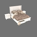 Elegant White Double Bed Frame With Brown Comforter Pillows And Nightstand