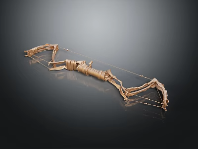 Golden Compound Bow With Intricate Design And Metallic Structure On Dark Background 3d model