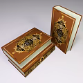 Brown Cover Books With Intricate Gold Decorative Patterns Stacked Together