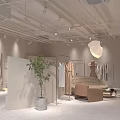Light Colored Clothing Store Interior With Clothes Racks Display Shelves And Soft Lighting