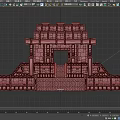 Ancient Architecture 3D Model With Stone Structure Square Base Multi Layered Roof Steps