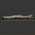 Rustic Wooden Log Decorative Piece With Green Moss And Grass Accents