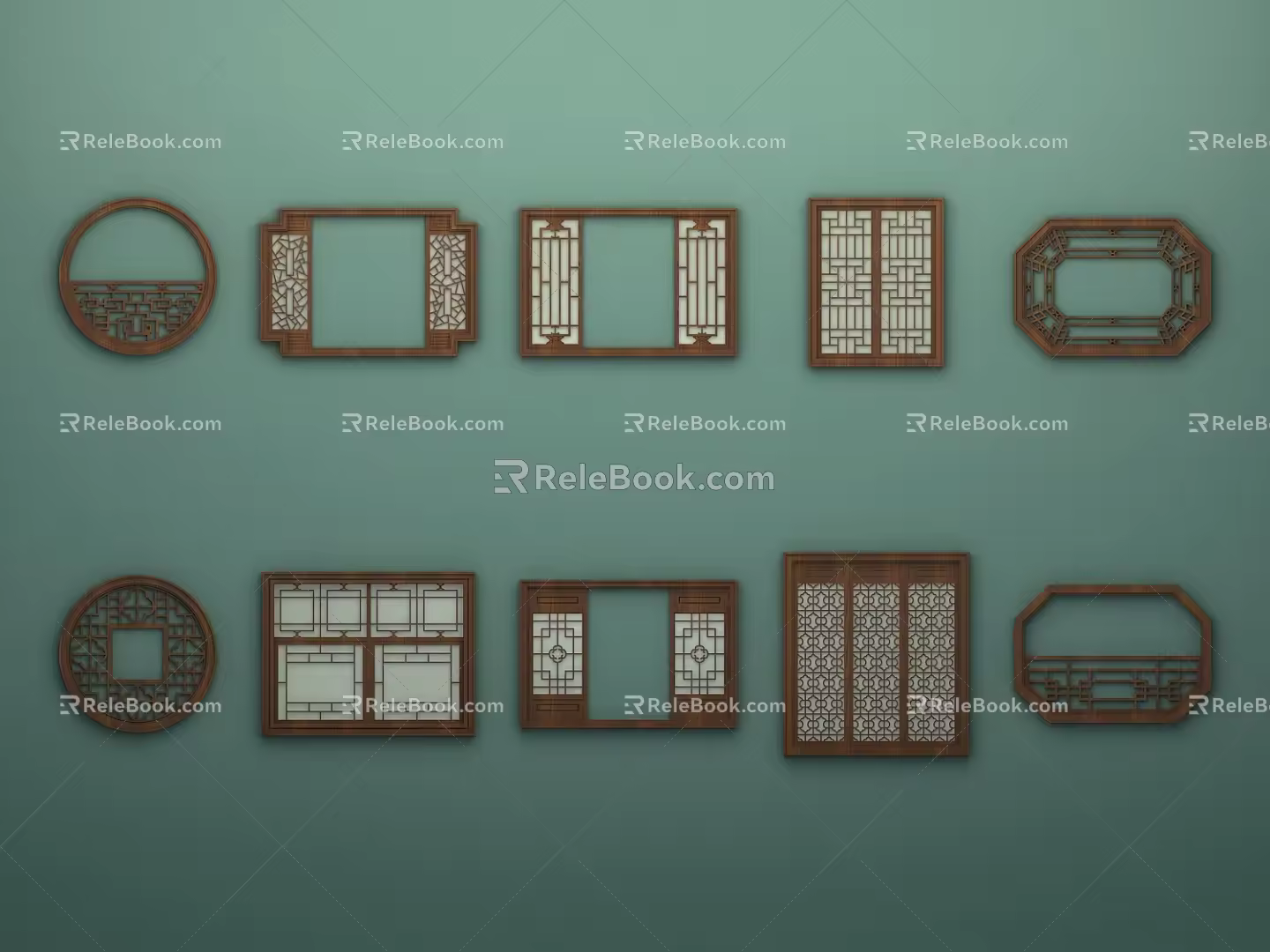 Chinese-style openwork window flower 3d model