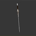 Elegant Ornate Decorative Sword With Gold White Design And Cross Guard Engravings